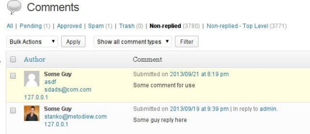 DX Unanswered Comments WordPress