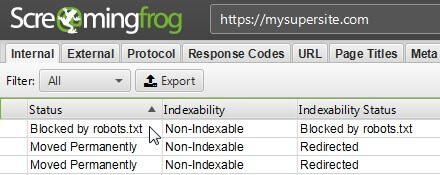 проверка robots.txt в Screaming Frog SEO Spider