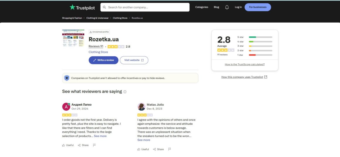 Платформа TrustPilot по збору відгуків