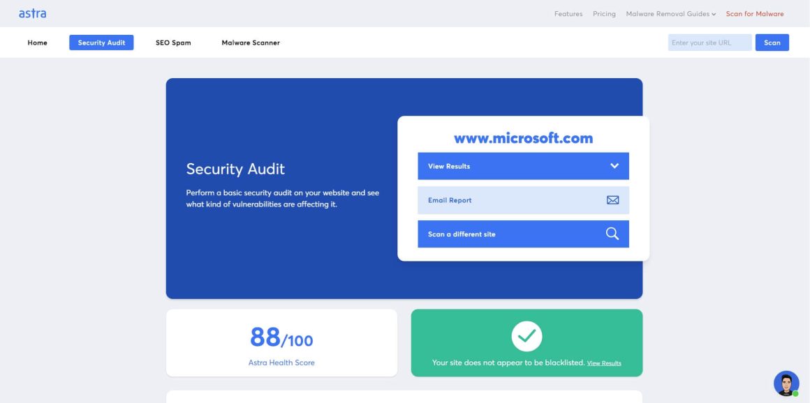 Аудит сервісом Astra Security Scanner