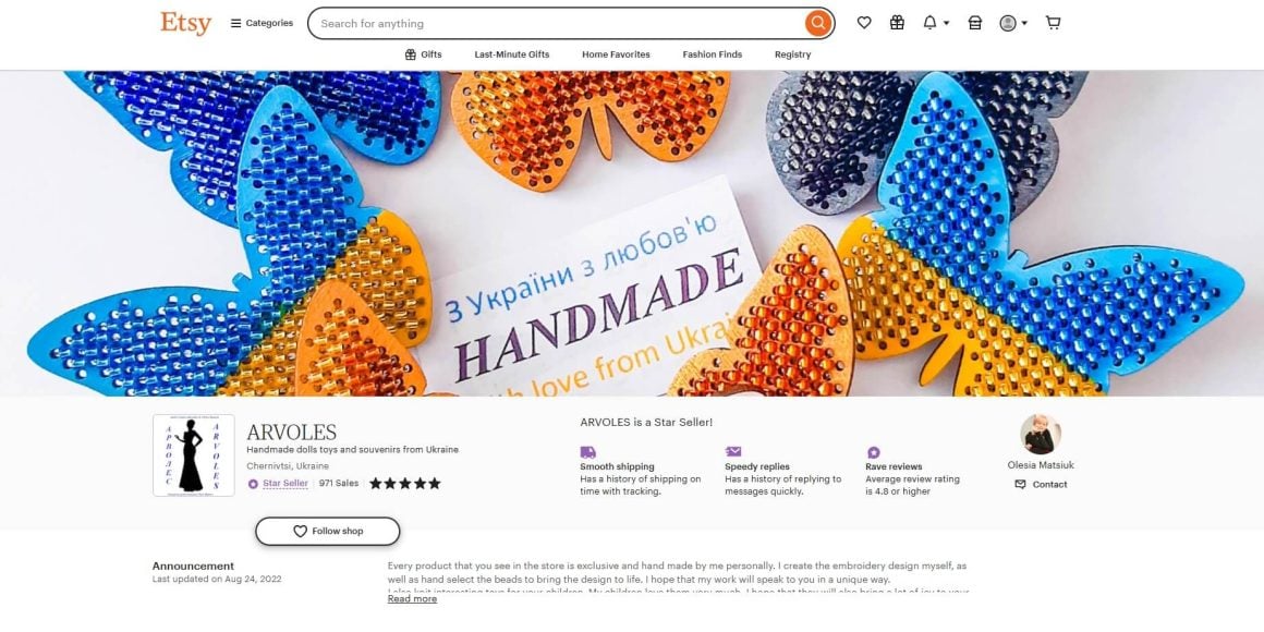 Небольшой успешный магазин на Etsy