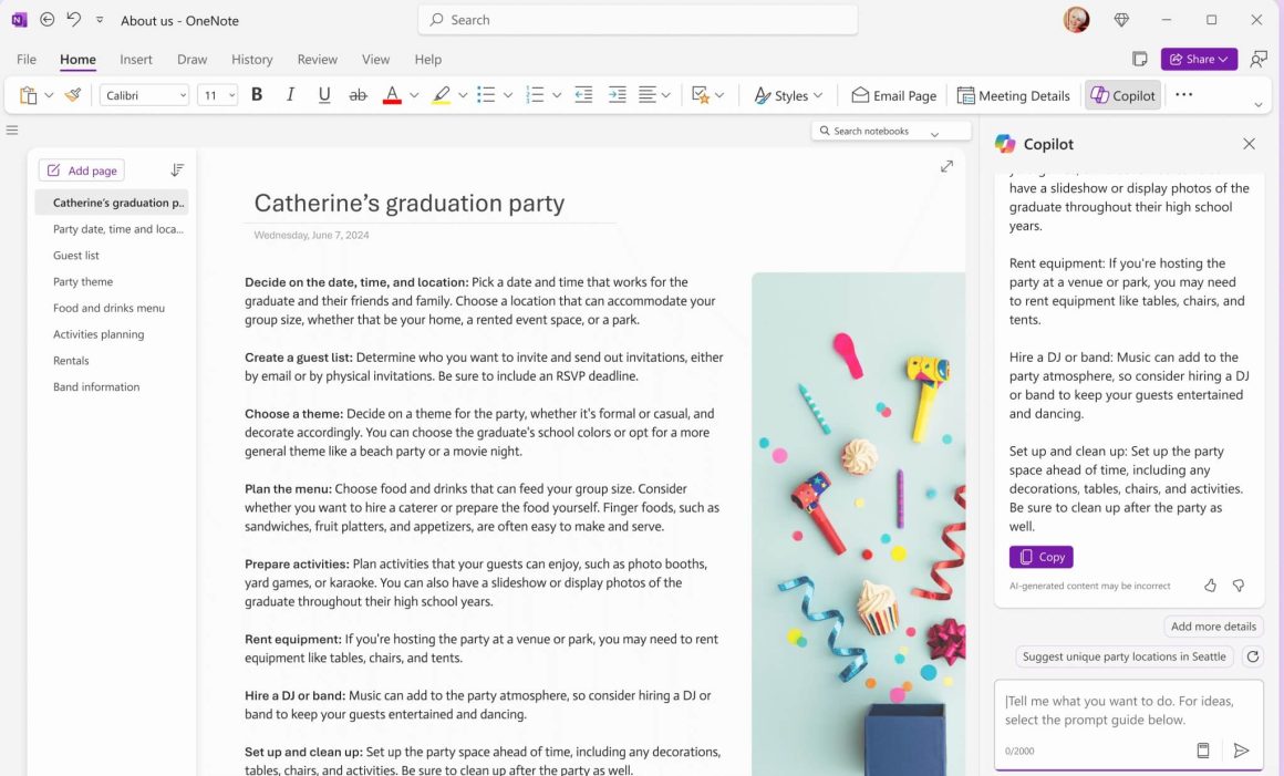 ai note-taking app Copilot + OneNote