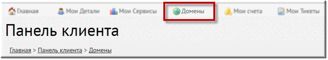 Раздел домены в панели клиента