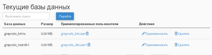 Текущие базы данных