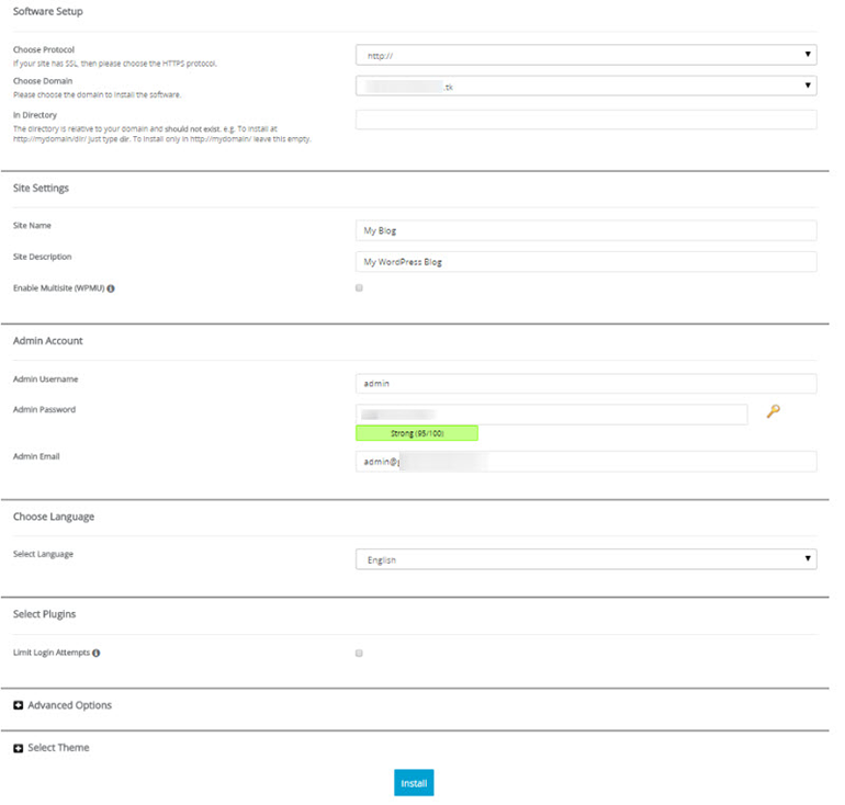 Процесс установки WordPress