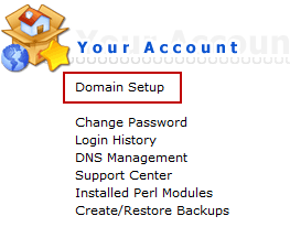 Раздел Domain Setup