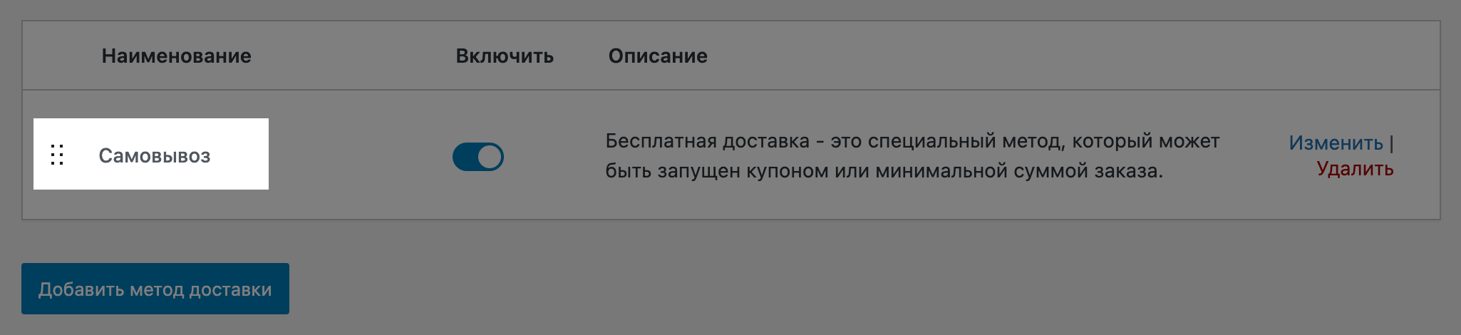 Кнопки для сортировки методов доставки в WooCommerce