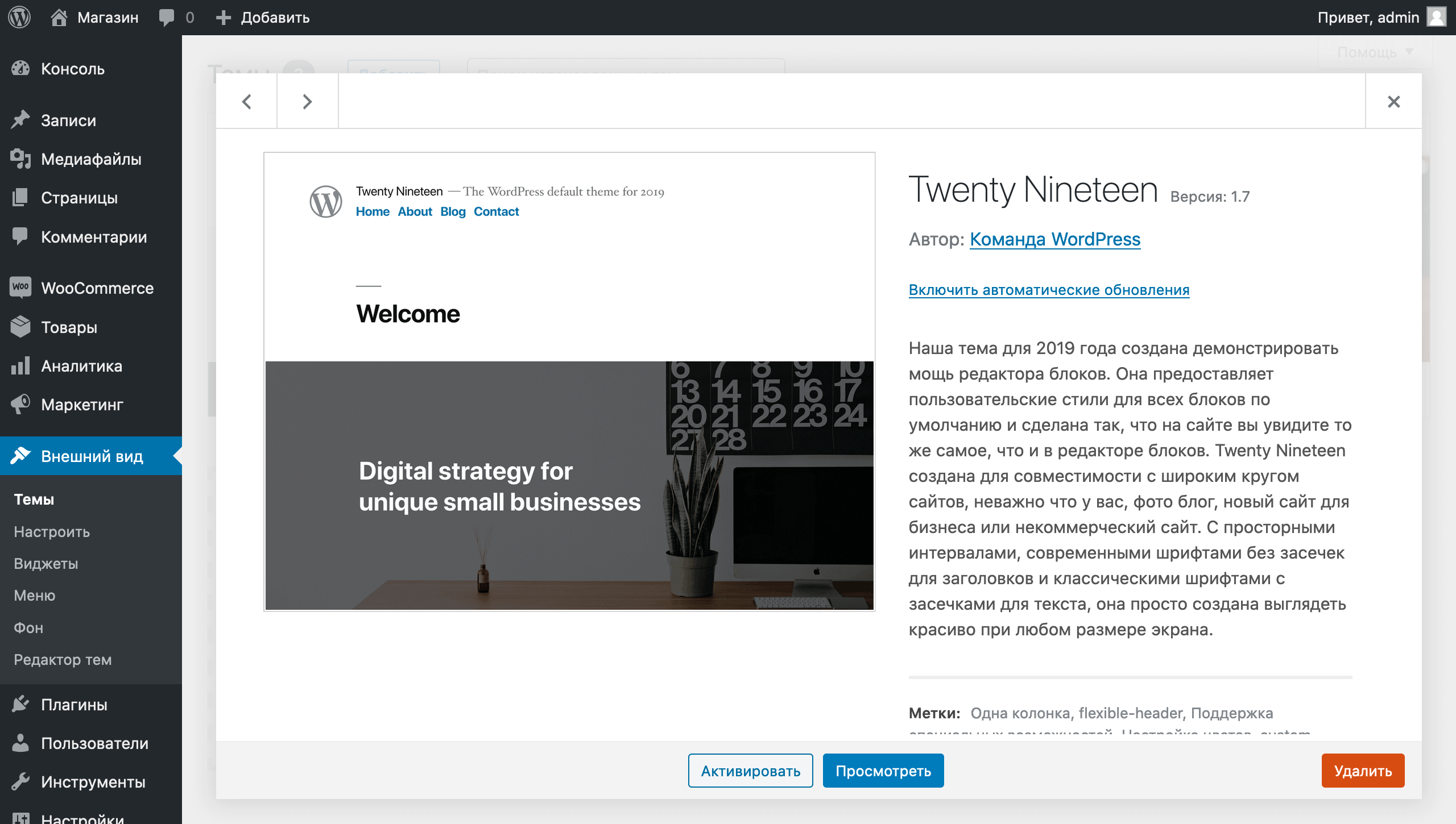 Создание интернет-магазина на WordPress: превью темы