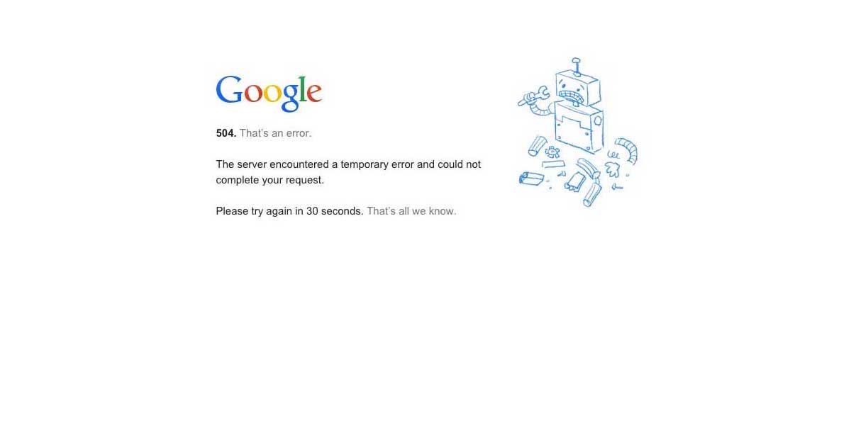 Ошибка 504 Gateway Time-out в Google