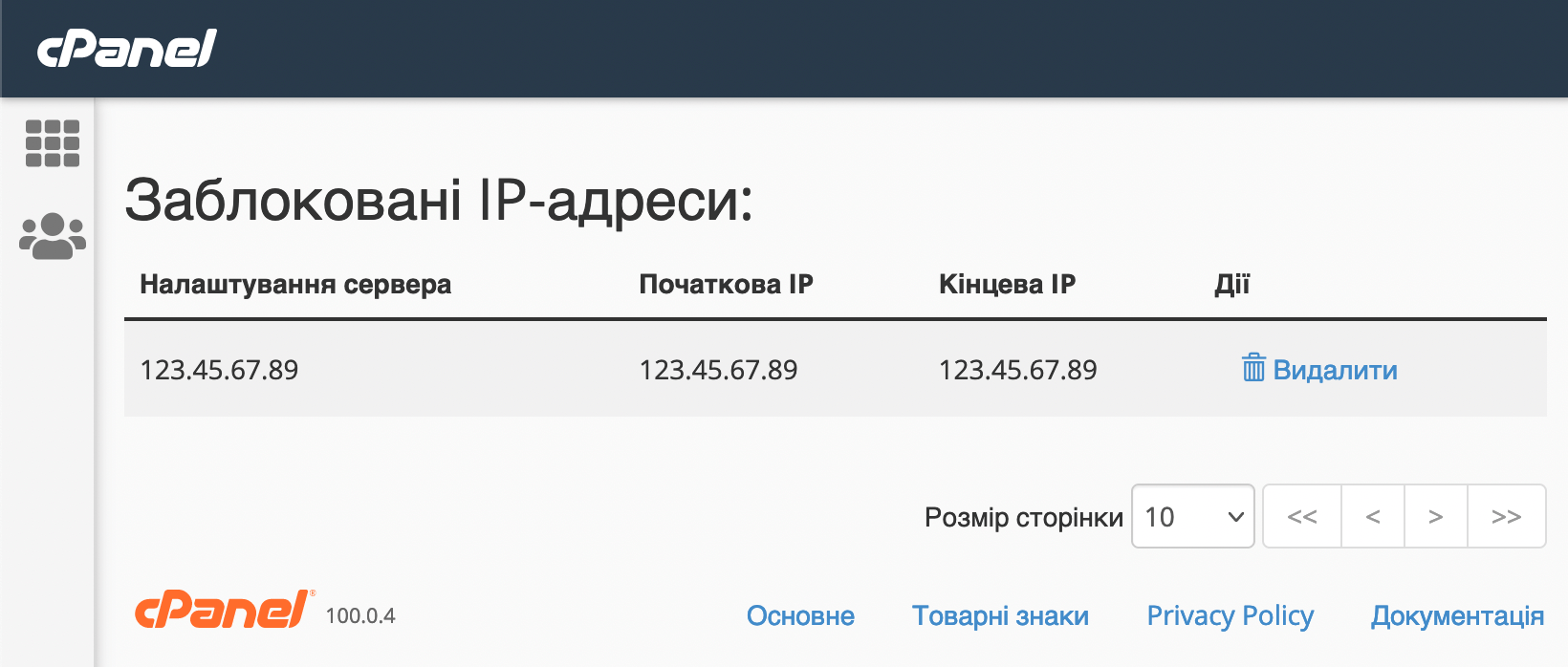 Заблоковані IP-адреси