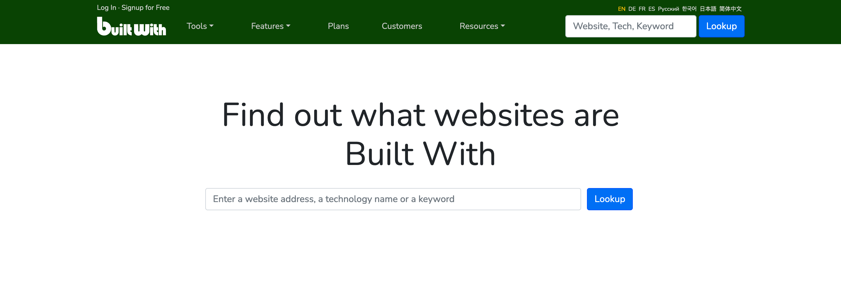 Як визначити CMS сайту Головна сторінка сервісу BuiltWith.