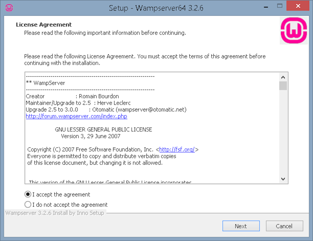 Установка Вордпресс на локальный сервер — Лицензионное соглашение Wampserver