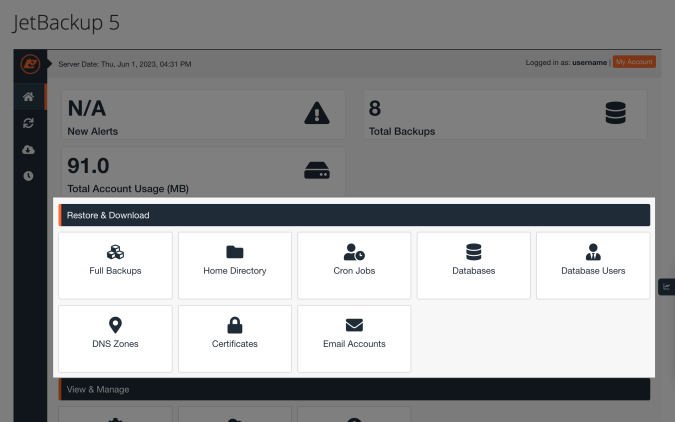 Як користуватися додатком JetBackup 5 в cPanel | HOSTiQ Wiki