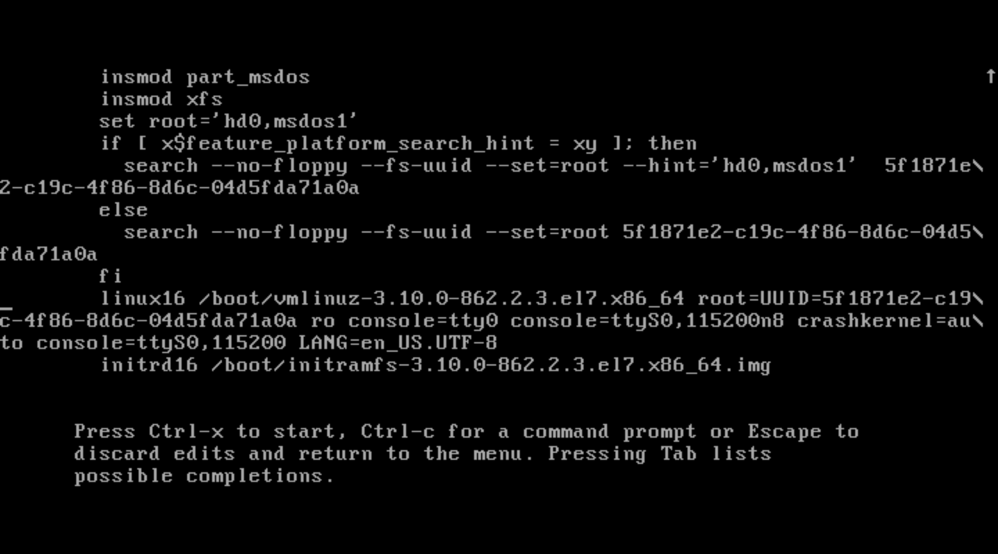 Опции загрузки ядра Linux при сбросе пароля от root