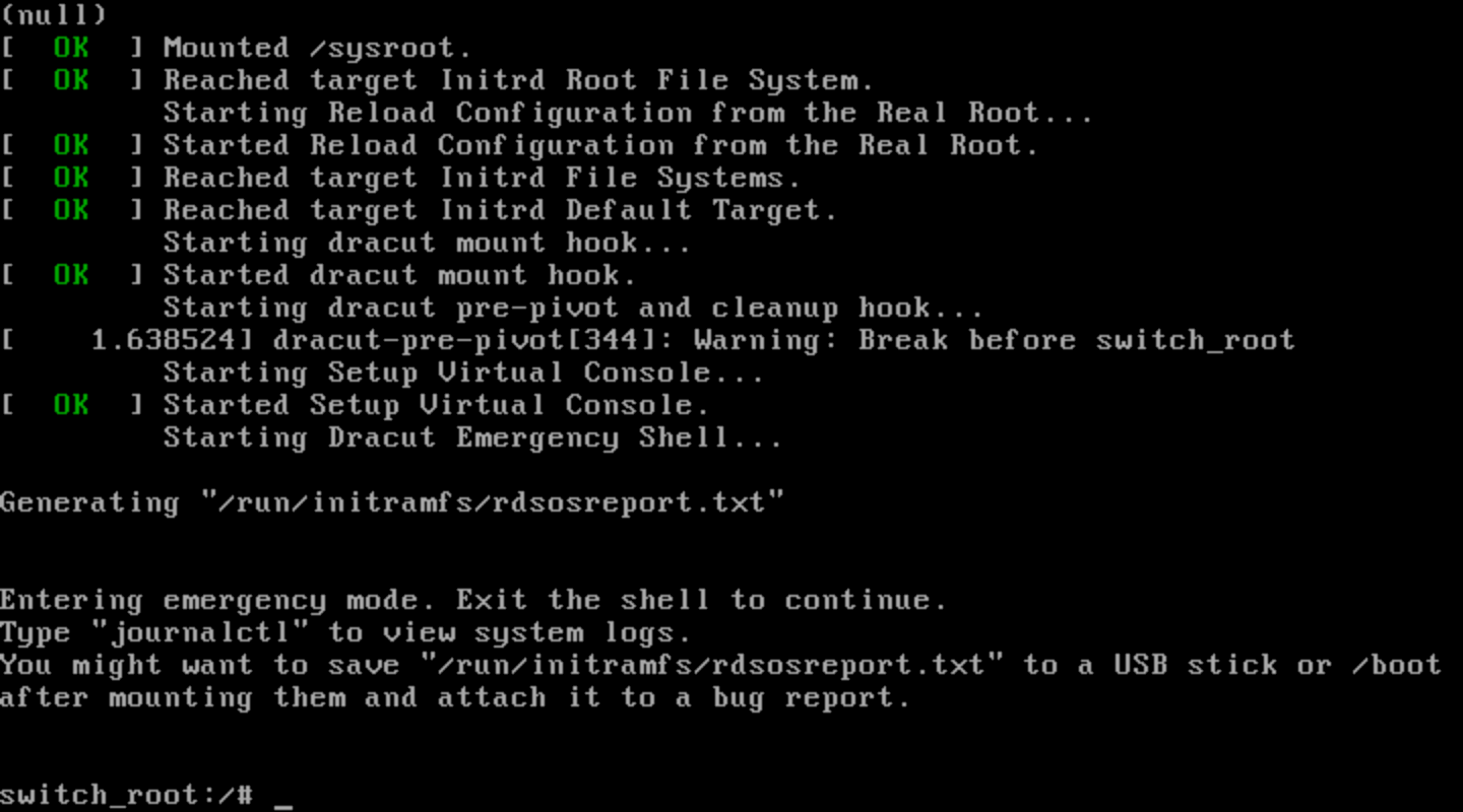 Сессия от имени root без пароля в Fedora (После редактирования опций загрузки ядра)