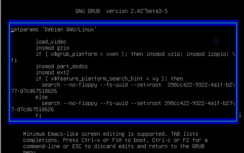 Редактирование опций загрузки ядра на сервере с Debian
