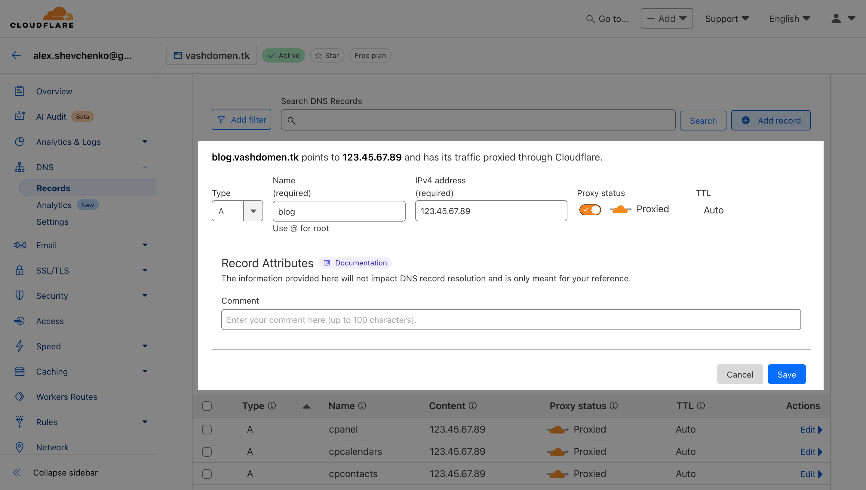 Як додати піддомен на Cloudflare