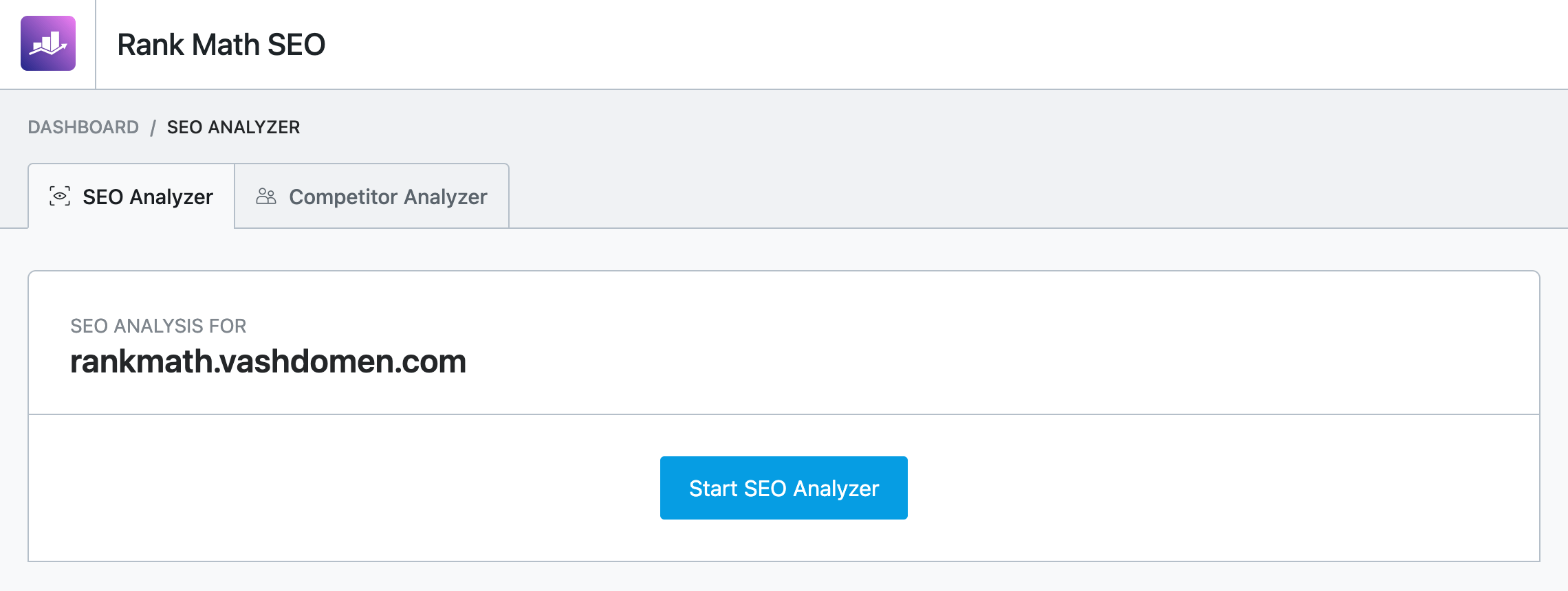 Кнопка «Start SEO Analyzer» у розділі «Rank Math SEO – SEO-аналізатор»