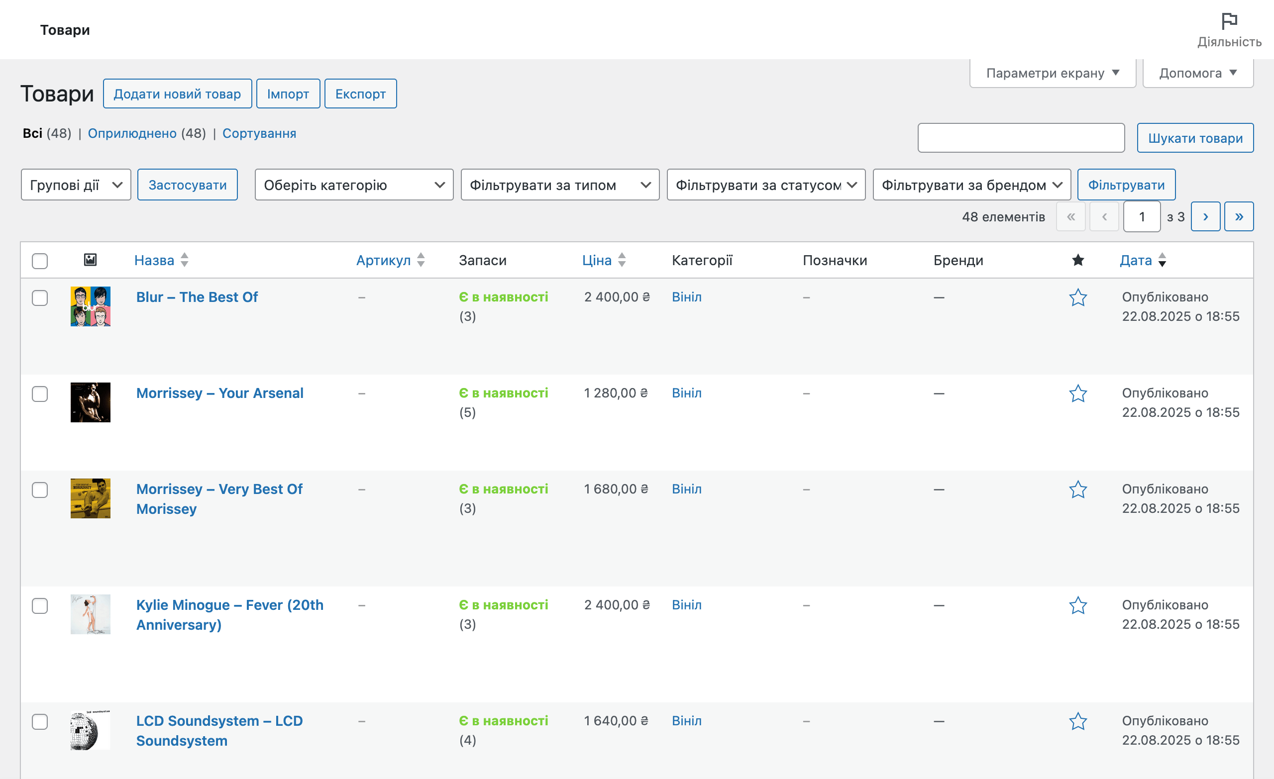 Створення інтернет-магазину на WordPress – Розділ «Товари» у WooCommerce