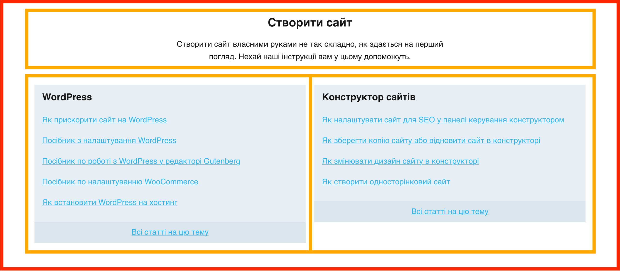 Пример структуры секции по принципу &laquo;3К&raquo;